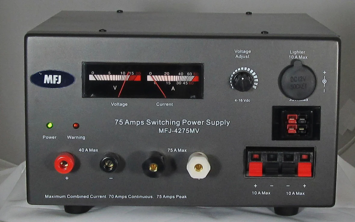 MFJ-4275MV, SWITCH PS, 75A, 13.6V ADJ, MTR, PP, BP, 110-220VAC